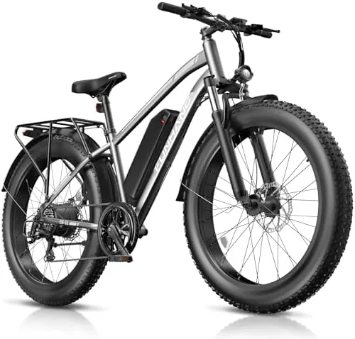funhang electric bike for adults 1000w peak ebike 20mph 60miles electric mountain bike 26 fat tire electric bicycle with 48v 13ah battery front suspension7 speed rear rack ul 2849 certified